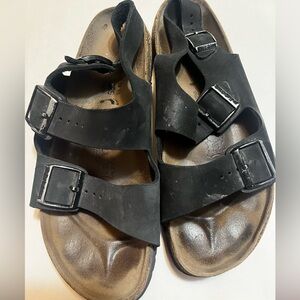 Birkenstock Betula Sandals Mens 11 Slingback Flats Black Leather